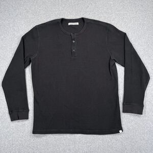 Outerknown Maritime Waffle Henley Shirt Mens Large L Gray Heavyweight Thermal